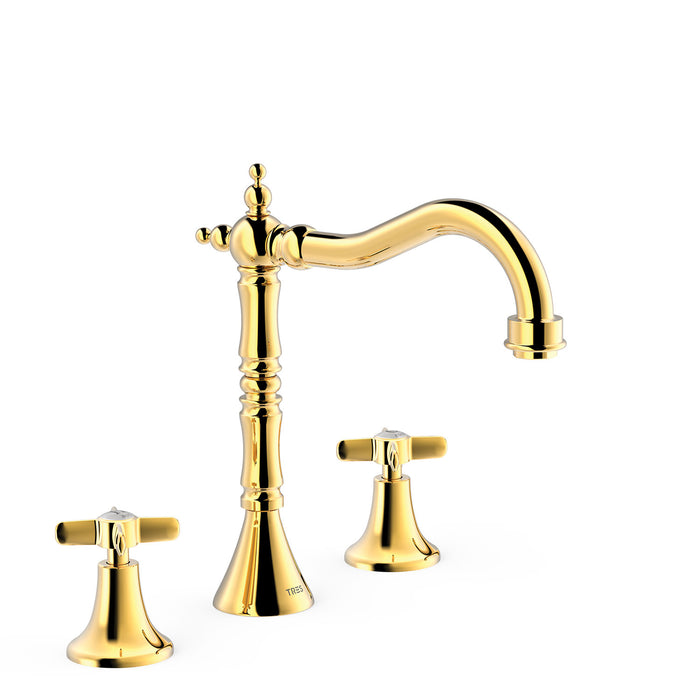TRES 24210501OR TRES CLASIC Grifo Bimando De Repisa para Lavabo Color Oro 24K