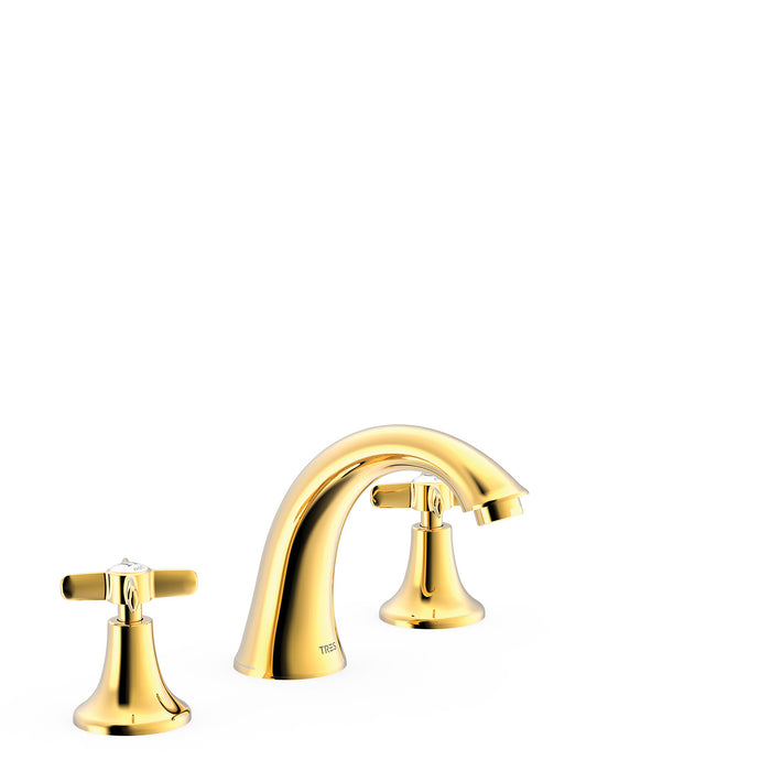 TRES 24210601OR TRES CLASIC Grifo Bimando De Repisa para Lavabo Color Oro 24K