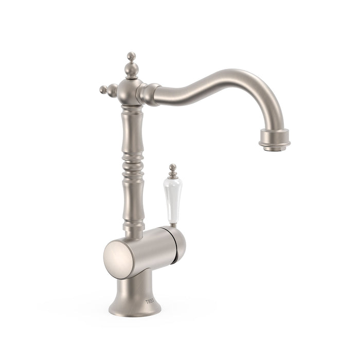 TRES 24210801AC TRES CLASIC Grifo Monomando con Maneta Lateral para Lavabo Color Acero