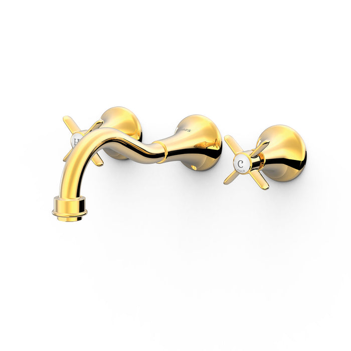 TRES 24215101OR TRES CLASIC Grifo Bimando Empotrado para Lavabo Color Oro 24K