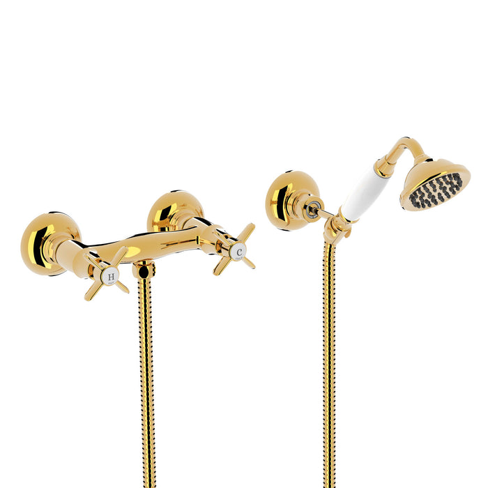 TRES 24216301OR TRES CLASIC Grifo Bimando Mural para Ducha Color Oro 24K
