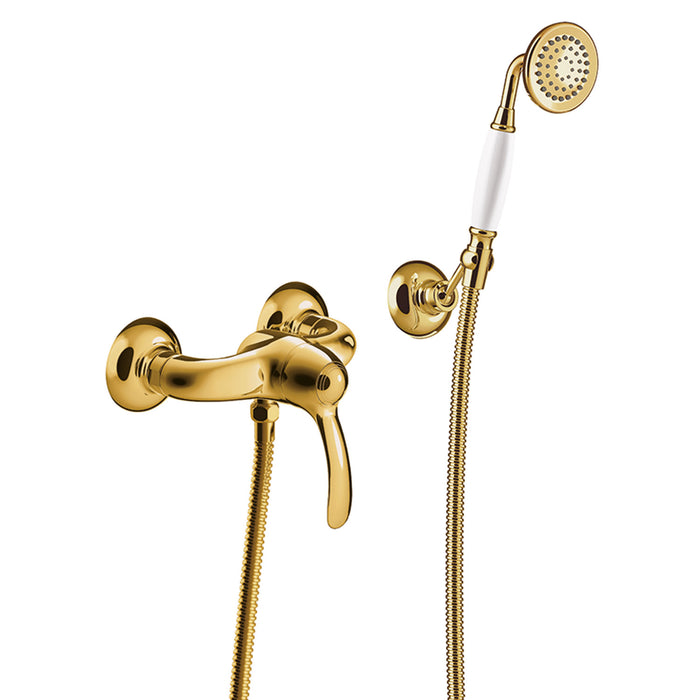 TRES 24216701OR TRES CLASIC Grifo Monomando Mural para Ducha Color Oro 24K