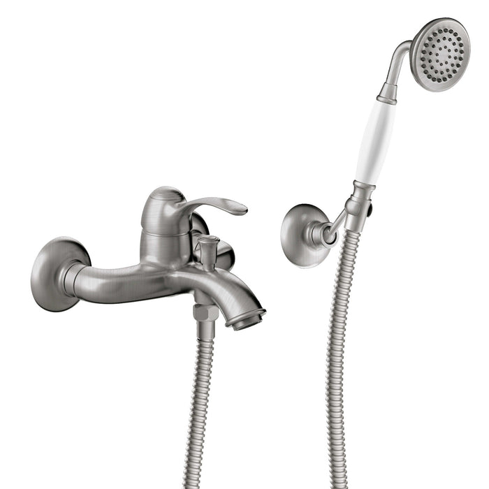 TRES 24217001AC TRES CLASIC Grifo Monomando Mural para Bañera y Ducha Color Acero
