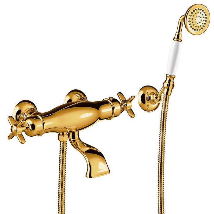 TRES 24217409OR TRES CLASIC Grifo Termostático Mural para Bañera y Ducha Color Oro 24K