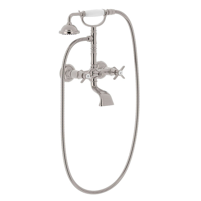 TRES 24217601AC TRES CLASIC Grifo Bimando Mural para Bañera y Ducha Color Acero