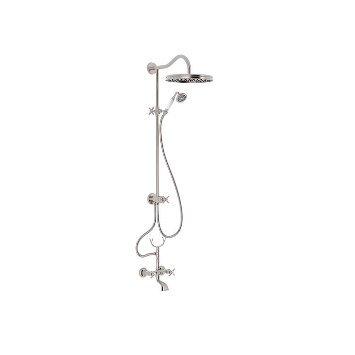 TRES 24217602AC TRES CLASIC Conjunto De Grifo Bimando Mural De 2 Vías para Bañera y Ducha Color Acero