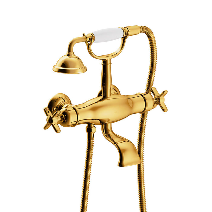 TRES 24217609OR TRES CLASIC Grifo Termostático Mural para Bañera y Ducha Color Oro 24K