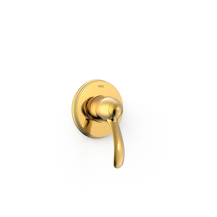 TRES 24217701OR TRES CLASIC Grifo Monomando Empotrado De 1 Vía para Ducha Color Oro 24K