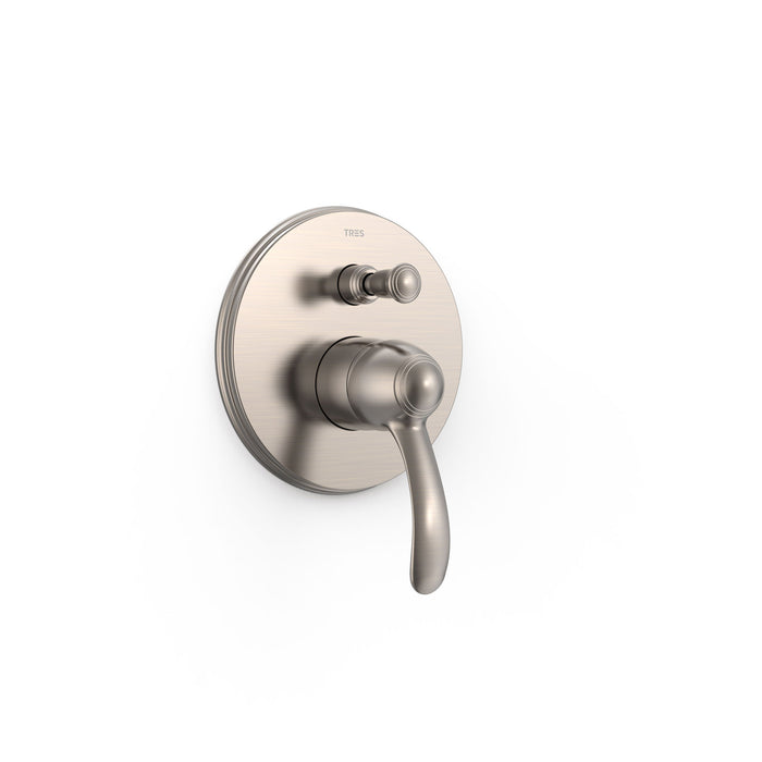 TRES 24218001AC TRES CLASIC Grifo Monomando Empotrado De 2 Vías para Bañera y Ducha Color Acero