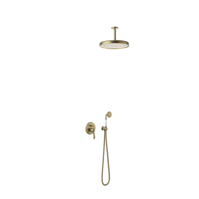 TRES 24218004LM TRES CLASIC Kit De Grifo Monomando Empotrado De 2 Vías para Ducha Color Latón Viejo Mate