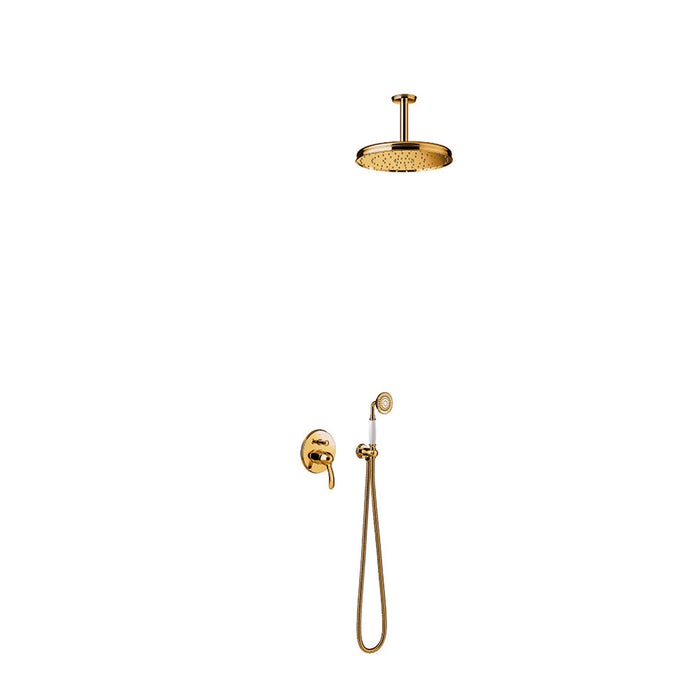 TRES 24218004OR TRES CLASIC Kit De Grifo Monomando Empotrado De 2 Vías para Ducha Color Oro 24K