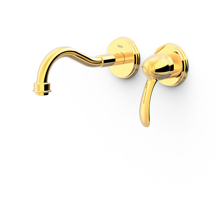 TRES 24220001OR TRES CLASIC Grifo Monomando Empotrado para Lavabo Color Oro 24K