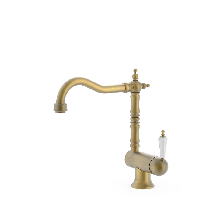 TRES 24233401LM COCINA Grifo Monomando con Caño Abatible Fregadero Color Latón Viejo Mate