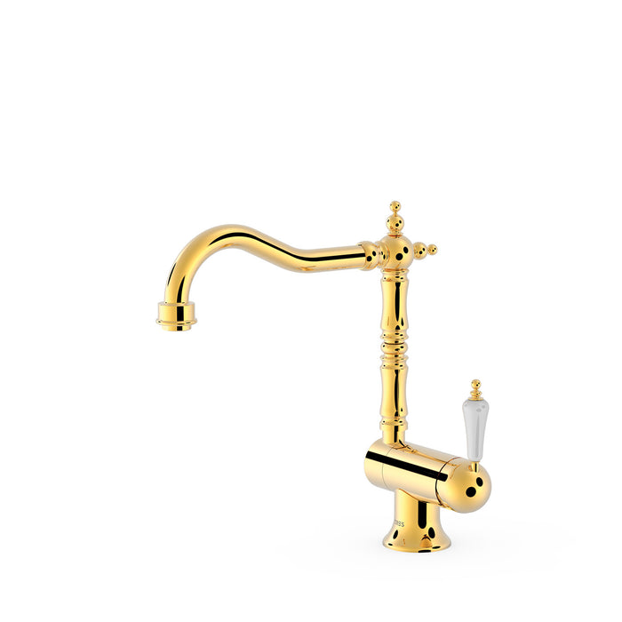 TRES 24233401OR COCINA Grifo Monomando con Caño Abatible Fregadero Color Oro 24K