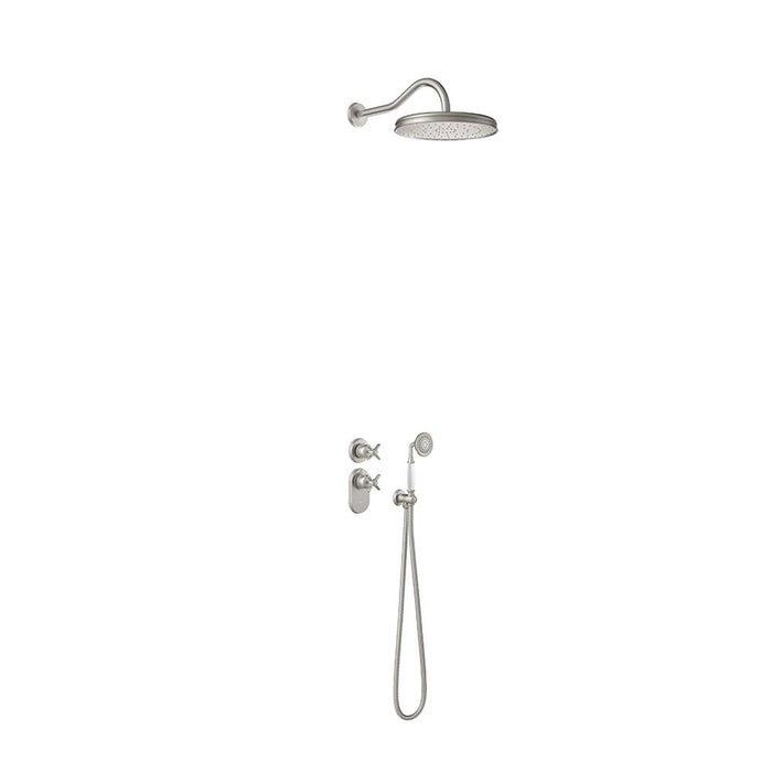 TRES 24235202AC TRES CLASIC Kit De Grifo Termostático Empotrado De 2 Vías Block System para Ducha Color Acero