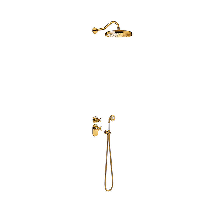 TRES 24235202OR TRES CLASIC Kit De Grifo Termostático Empotrado De 2 Vías Block System para Ducha Color Oro 24K