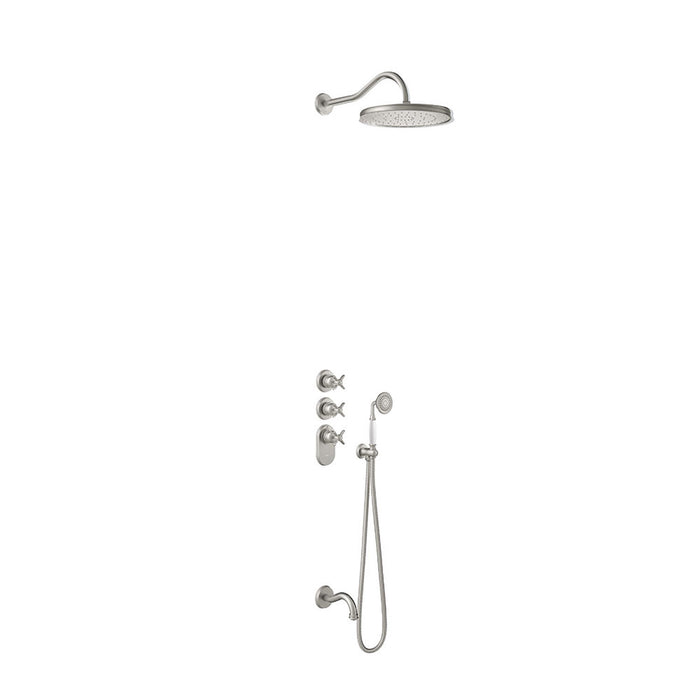 TRES 24235301AC TRES CLASIC Kit De Grifo Termostático Empotrado De 3 Vías Block System para Bañera y Ducha Color Acero