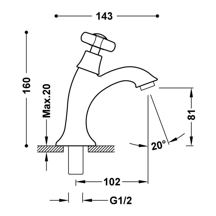 TRES 24250301LM TRES CLASIC Grifo De 1 Agua para Lavabo Color Latón Viejo Mate