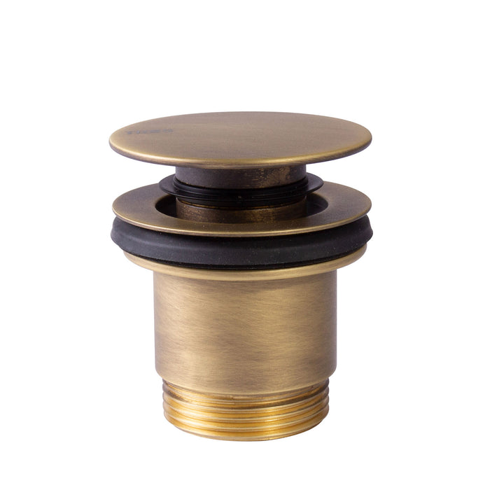 TRES 24284010LM Válvula de Desagüe Click-Clack Simple-Rapid Lavabo con Opción Siempre Abierta Color Latón Viejo Mate