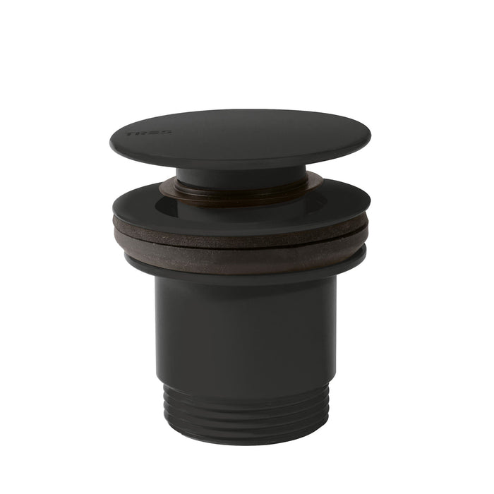 TRES 24284010NM Válvula de Desagüe Click-Clack Simple-Rapid Lavabo con Opción Siempre Abierta Color Negro Mate