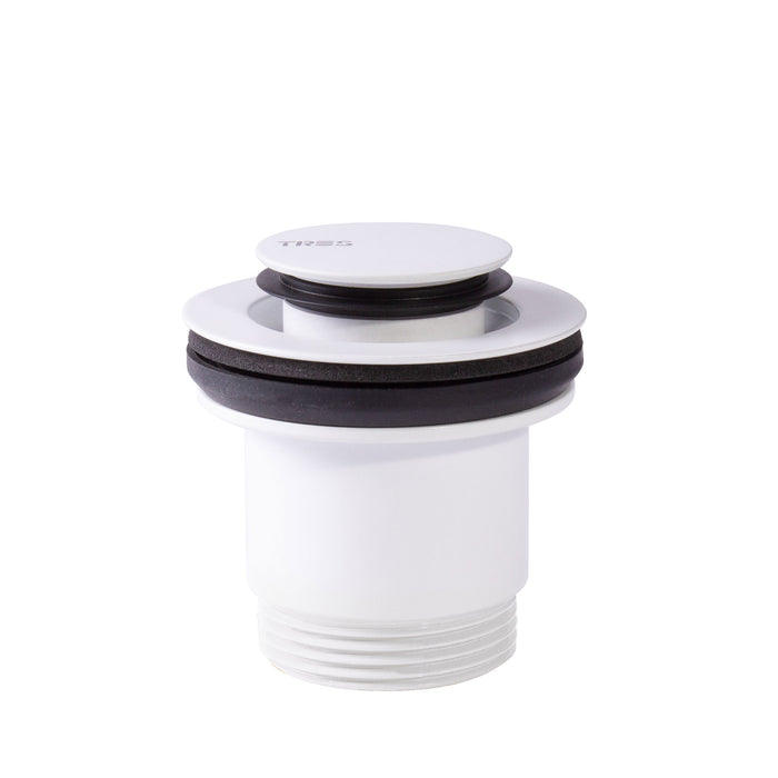 TRES 24284020BM Válvula de Desagüe Click-Clack Simple-Rapid Lavabo con Opción Siempre Abierta Color Blanco Mate