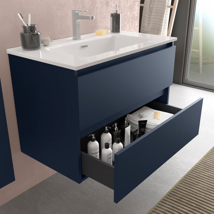 SALGAR BEQUIA Mueble de Baño con Lavabo Color Azul Mate