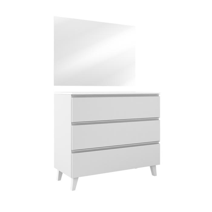 VISOBATH GRANADA Conjunto Mueble de Baño Completo 3 Cajones Color Blanco Ada Mate Tirador Blanco