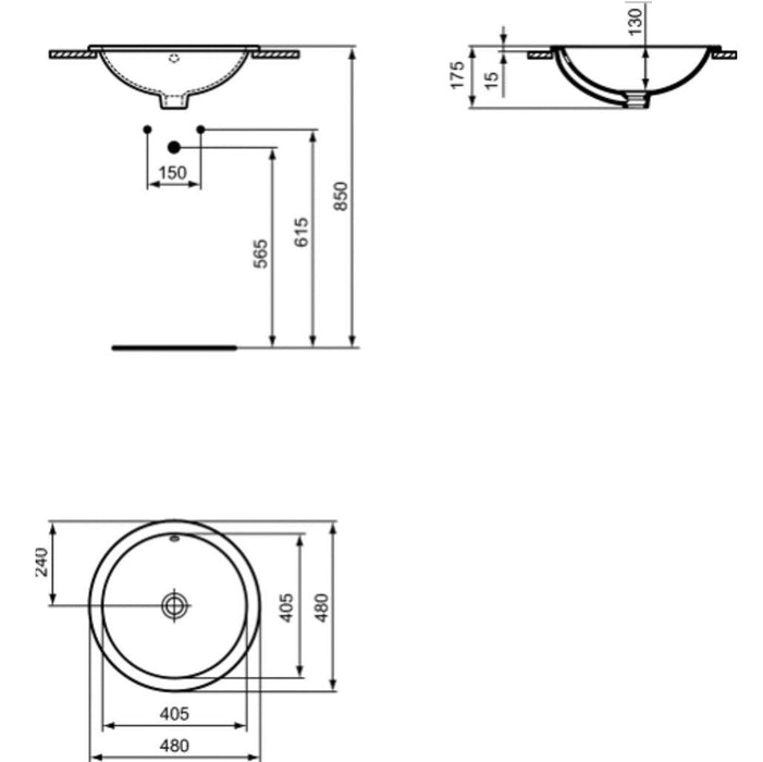 IDEAL STANDARD E505301 CONNECT Lavabo Encastre 48 Redondo 24/48 Horas Ideal Standard 