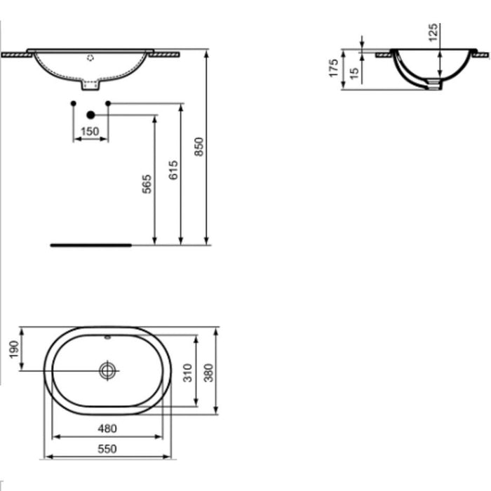 IDEAL STANDARD E504701 CONNECT Lavabo Encastre 55 Ovalado 24/48 Horas Ideal Standard 