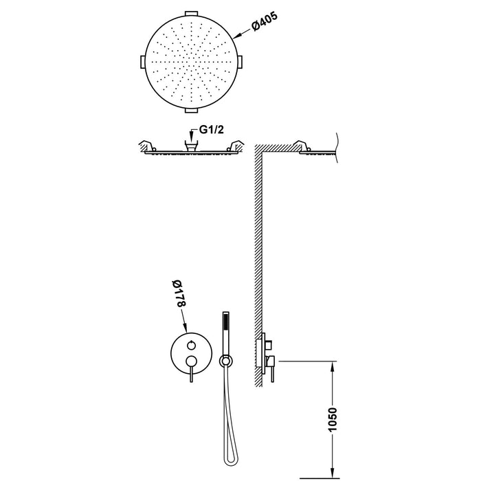 TRES 26238005AC Kit Grifo Monomando Empotrado de 2 Vías Rapid‑box Para Ducha Acero