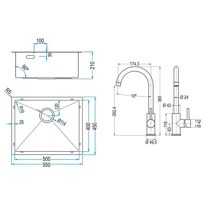 LLAVISAN 830044 ABSOLUT Pack Fregadero 40+Grifo Verona