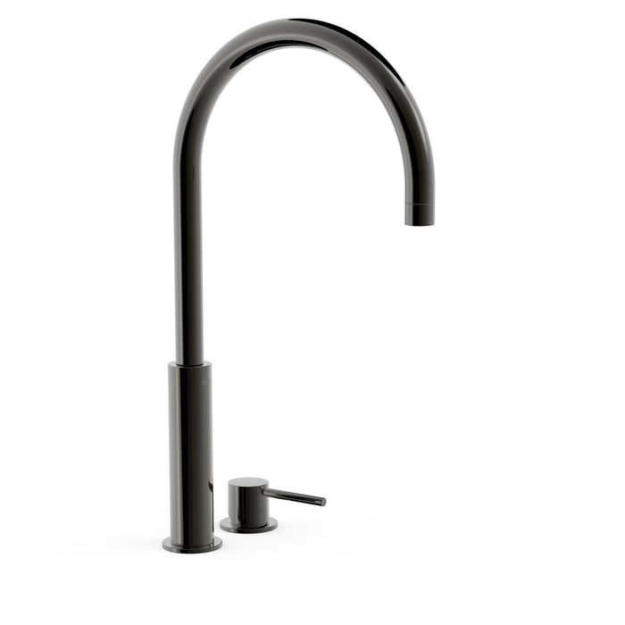 TRES 26110502KM STUDY Grifo Monomando Caño Alto De Repisa para Lavabo Color Negro Metalizado