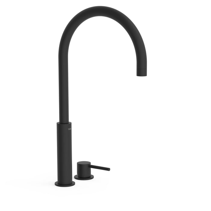 TRES 26110502NM STUDY Grifo Monomando Caño Alto De Repisa para Lavabo Color Negro Mate