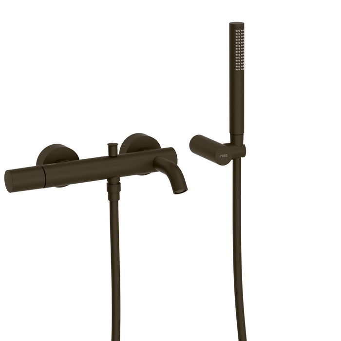TRES 26117001KMB STUDY Grifo Monomando Mural para Bañera y Ducha Color Negro Bronce