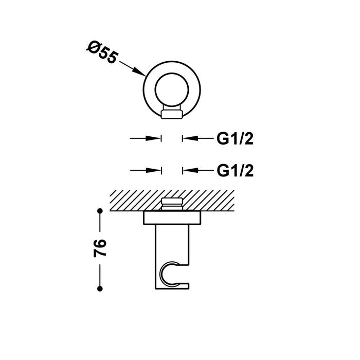 TRES 26118221AC Soporte Fijo con Toma De Agua Color Acero