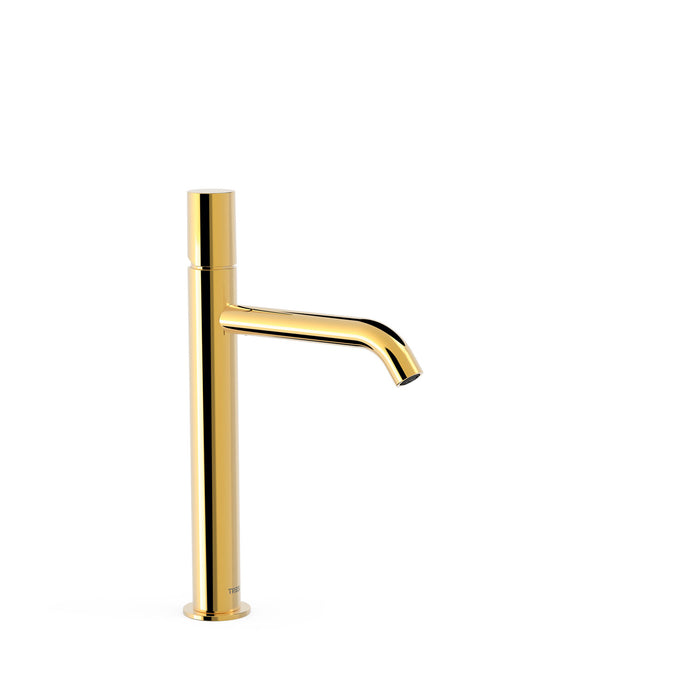 TRES 26130701OR STUDY Grifo Monomando Caño Alto para Lavabo Color Oro 24K