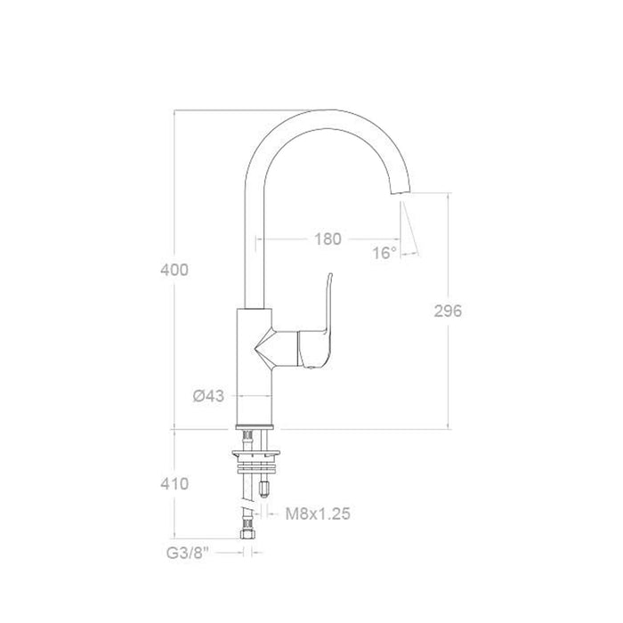 RAMONSOLER 640602 YPSILON PLUS Grifo Monomando Fregadero Caño Giratorio Cromo