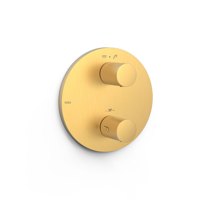 TRES 26225001OM THERM-BOX Pieza Vista para Caja Empotrada de 2 Vías Color Oro Mate 24K