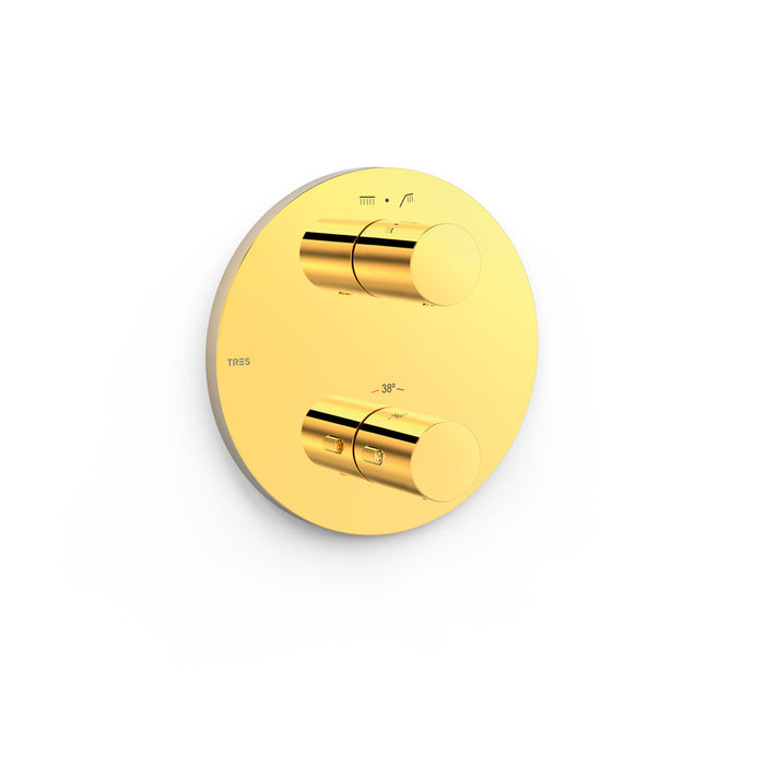 TRES 26225001OR THERM-BOX Pieza Vista para Caja Empotrada de 2 Vías Color Oro 24K