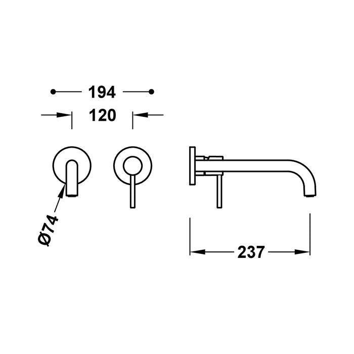 TRES 26230022NM STUDY Pieza Vista para Cuerpo Empotrado De Lavabo Color Negro Mate