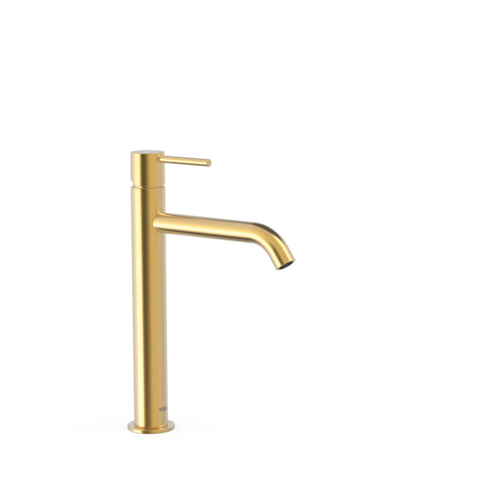 TRES 26230701OM STUDY Grifo Monomando Caño Alto para Lavabo Color Oro Mate 24K