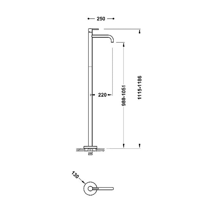TRES 26285305NM STUDY Grifo Monomando con Toma a Suelo Lavabo Color Negro Mate