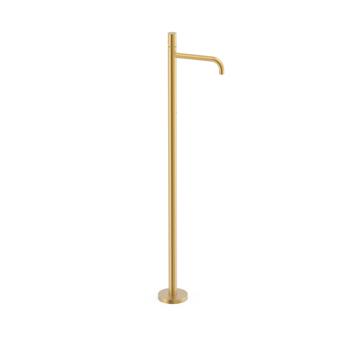 TRES 26285306OM STUDY Grifo Monomando Lavabo con Toma a Suelo Color Oro Mate 24K
