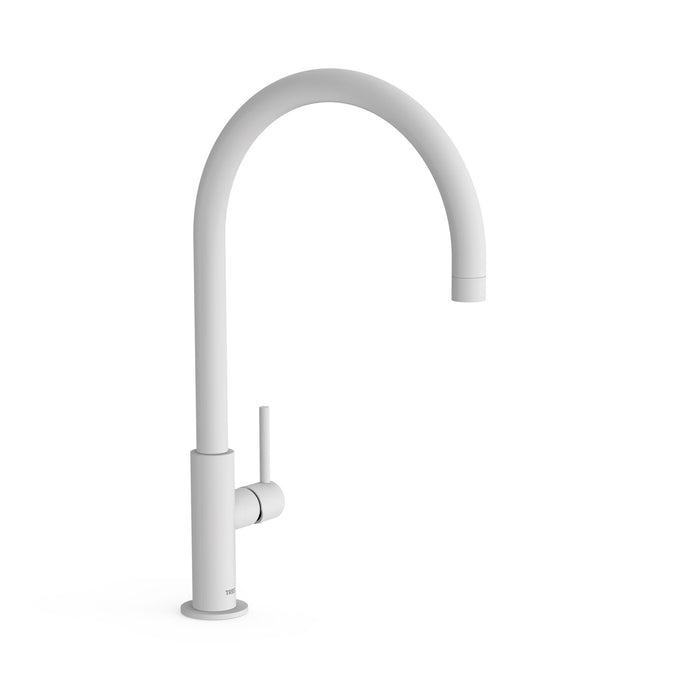 TRES 26290401BM STUDY Grifo Monomando XXL Caño Alto con Maneta Lateral para Lavabo Color Blanco Mate