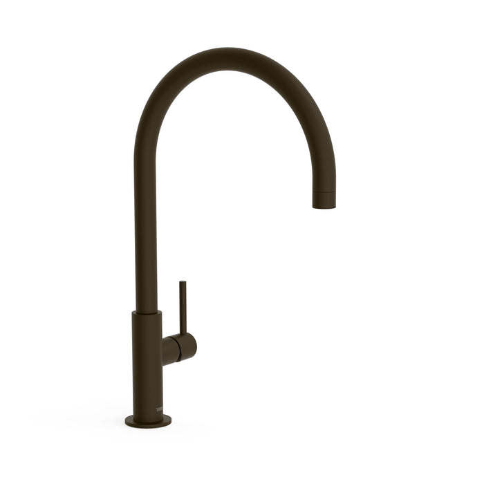 TRES 26290401KMB STUDY Grifo Monomando XXL Caño Alto con Maneta Lateral para Lavabo Color Negro Bronce