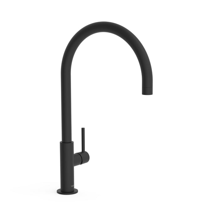 TRES 26290401NM STUDY Grifo Monomando XXL Caño Alto con Maneta Lateral para Lavabo Color Negro Mate
