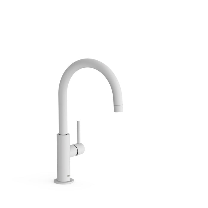 TRES 26290402BM STUDY Grifo Monomando Caño Alto con Maneta Lateral para Lavabo Color Blanco Mate