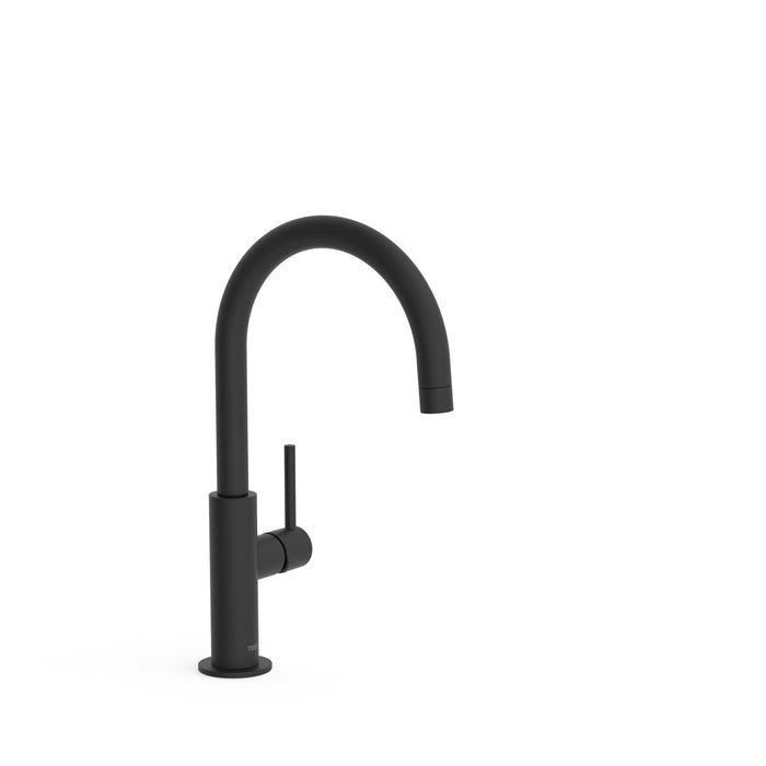 TRES 26290402NM STUDY Grifo Monomando Caño Alto con Maneta Lateral para Lavabo Color Negro Mate