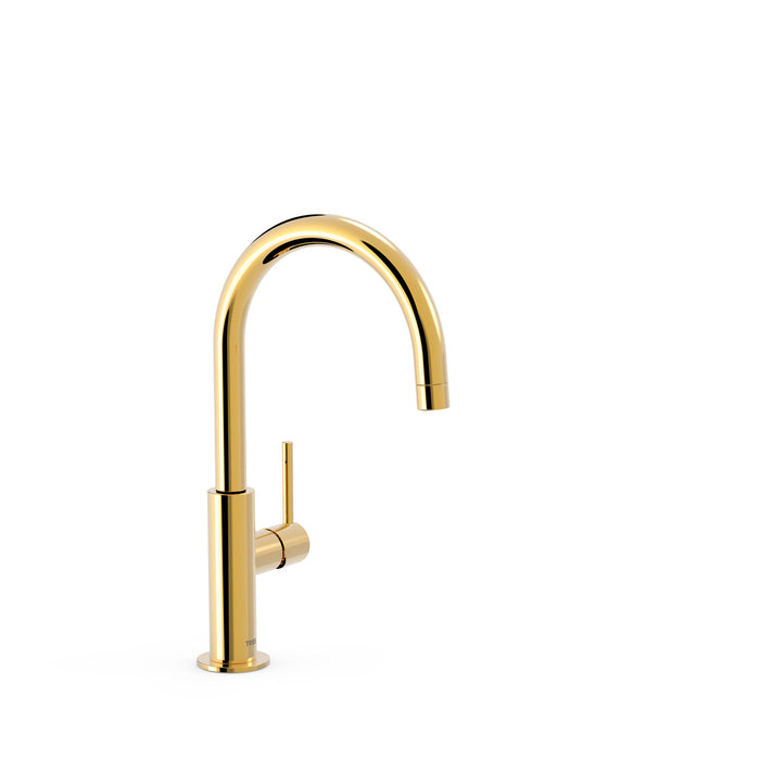 TRES 26290402OR STUDY Grifo Monomando Caño Alto con Maneta Lateral para Lavabo Color Oro 24K