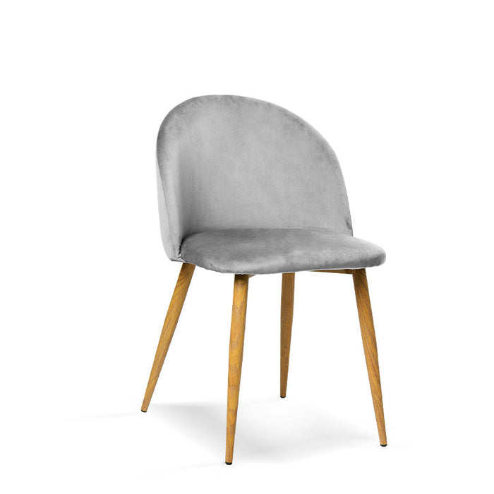 FURNITURE STYLE FS7003PIEDVEL MERCEDES Pack 4 Sillas de Comedor Terciopelo Color Gris Piedra